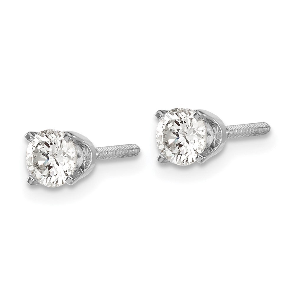 14K White Gold Aa Quality Complete Diamond Stud Earring