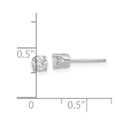 14K White Gold Aa Quality Complete Diamond Stud Earring