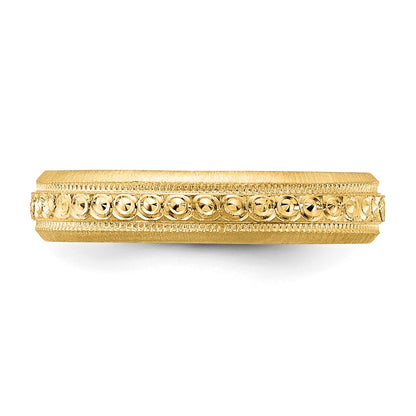 14K Yellow Gold 3mm Design Etched Wedding Band