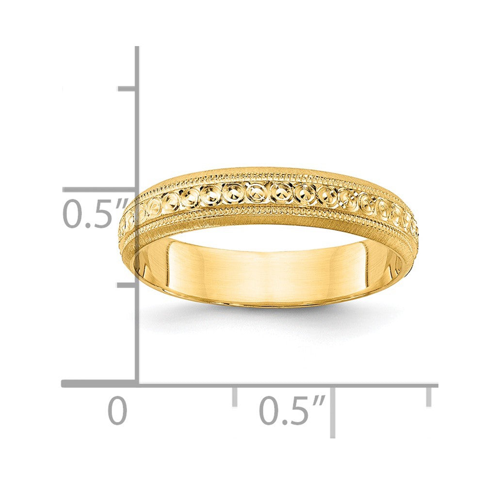 14K Yellow Gold 3mm Design Etched Wedding Band