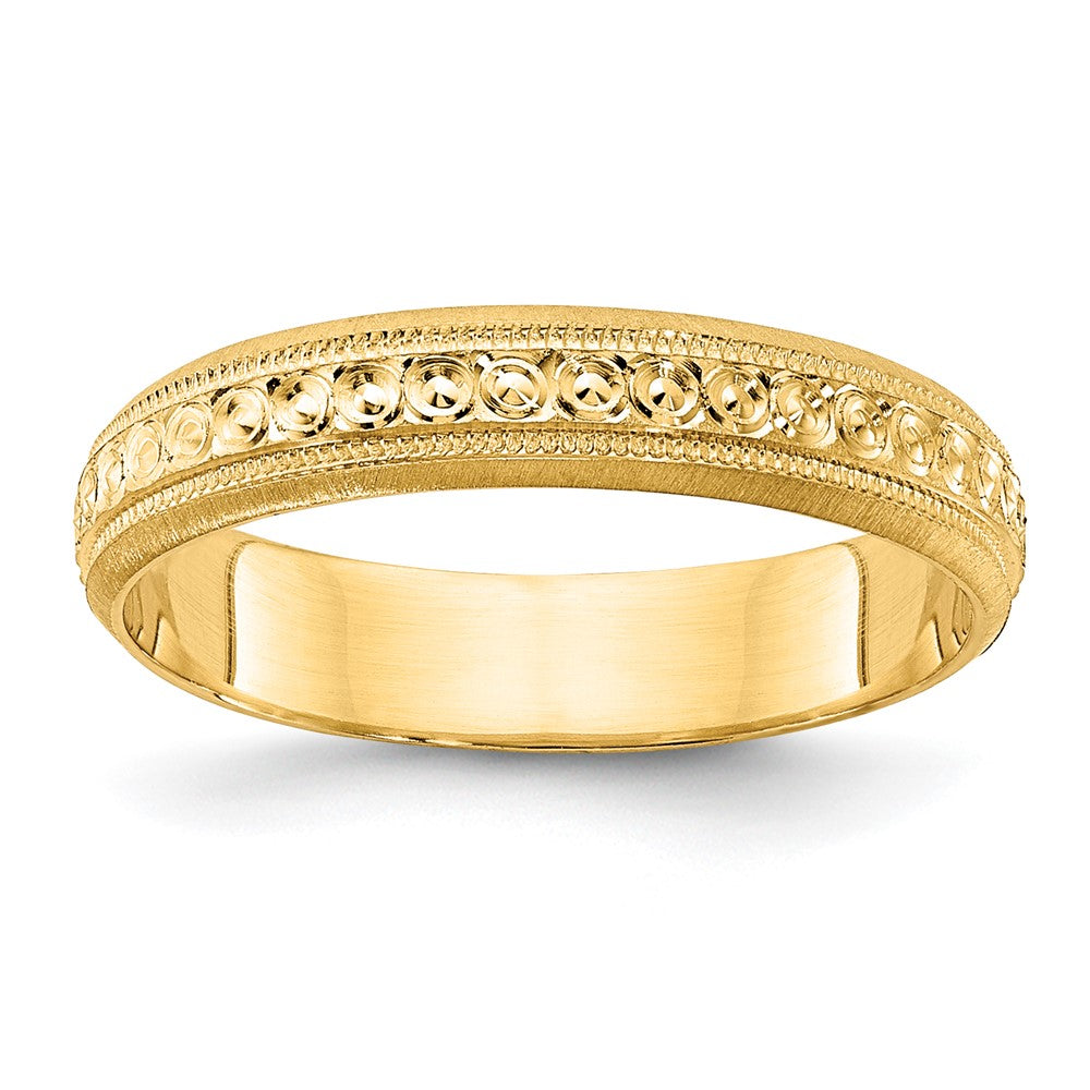 14K Yellow Gold 3mm Design Etched Wedding Band