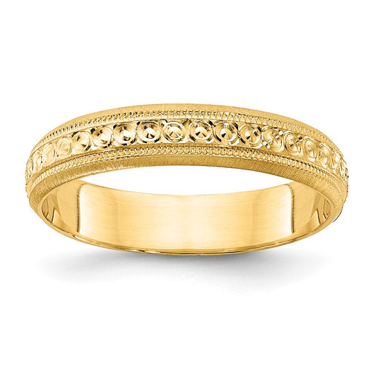 14K Yellow Gold 3mm Design Etched Wedding Band