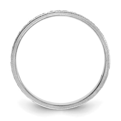 14K White Gold 3.75mm Design Etched Wedding Band