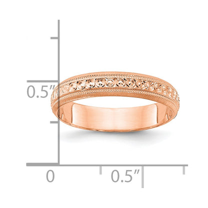 14K Rose Gold 3mm Design Etched Wedding Band