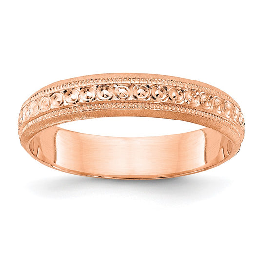 14K Rose Gold 3mm Design Etched Wedding Band