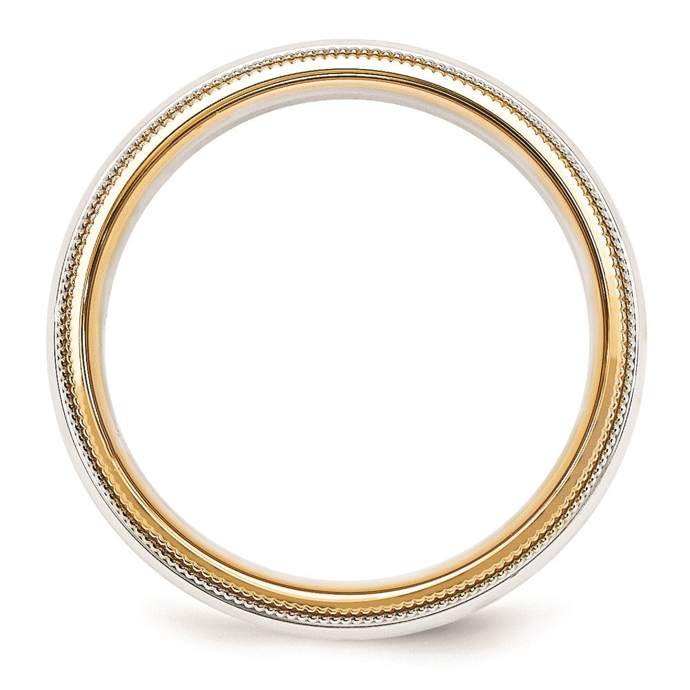 Solid 18K Yellow Gold Two-Tone 5.5mm Milgrained-Edged Size 7 Wedding Men's/Women's Wedding Band Ring