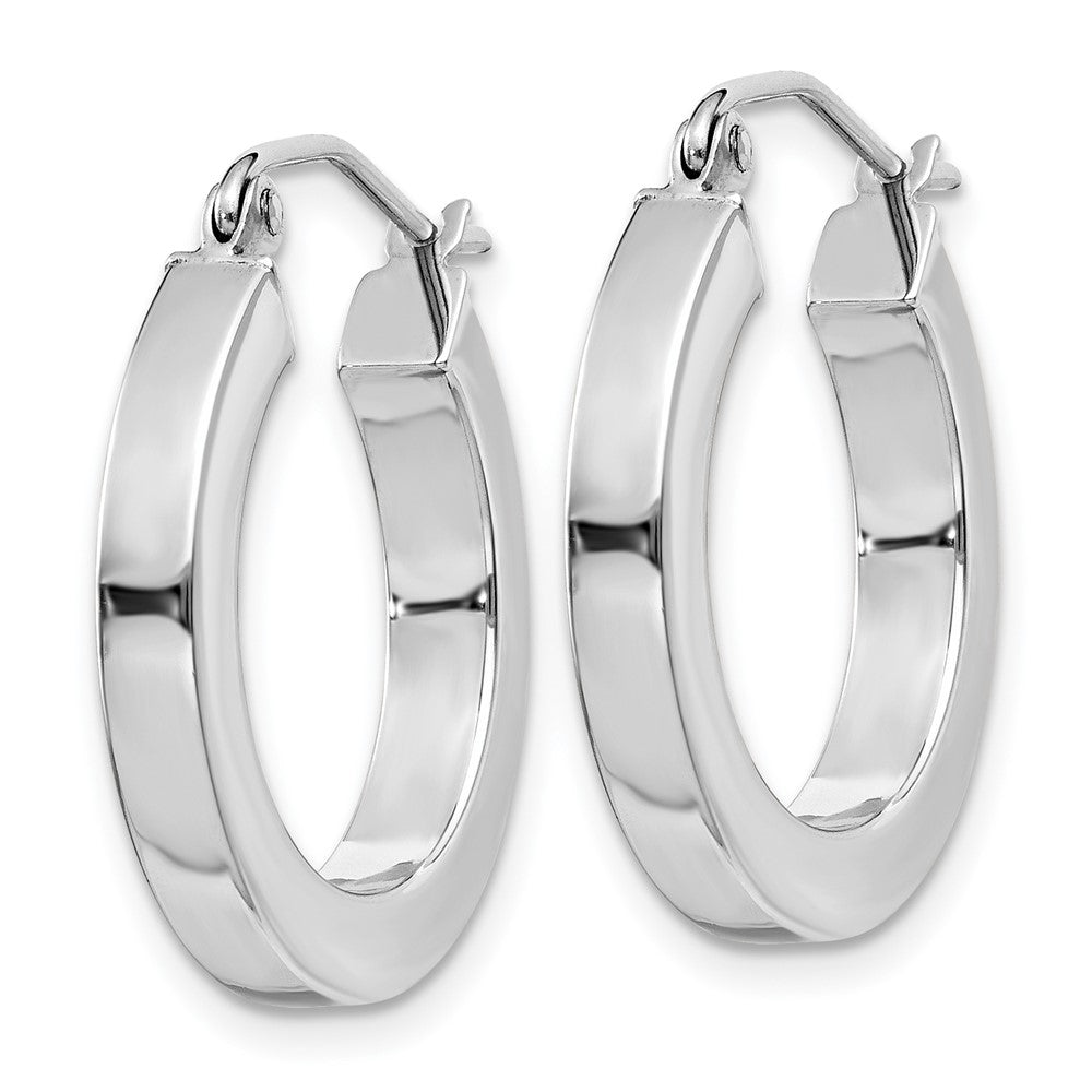 14K White Gold Square Tube Hoop Earrings