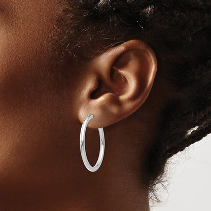 14K White Gold Non Pierced Earring Hoops Earrings