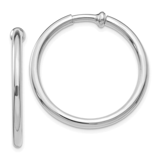 14K White Gold Non Pierced Earring Hoops Earrings