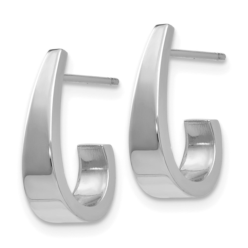14K White Gold Polished J Hoop Post Earrings