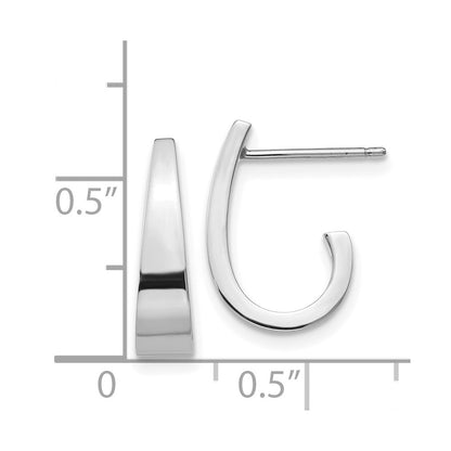 14K White Gold Polished J Hoop Post Earrings