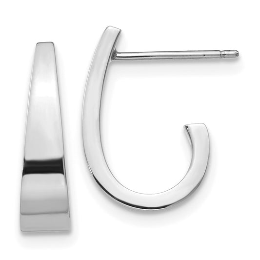 14K White Gold Polished J Hoop Post Earrings