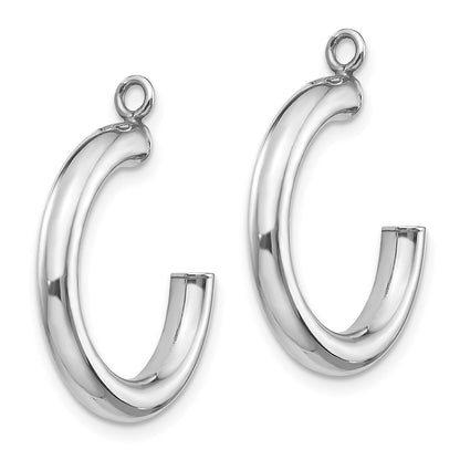 14K White Gold Polished Tube Hoop Earring Jackets