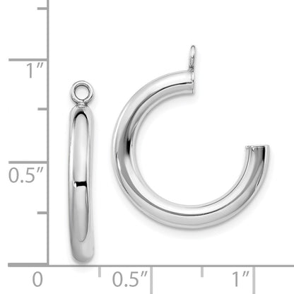 14K White Gold Polished Tube Hoop Earring Jackets
