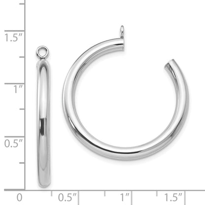 14K White Gold Polished Tube Hoop Earring Jackets