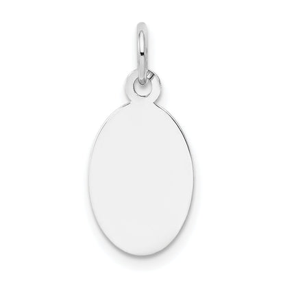 14k White Gold 14k White Gold Plain .027 Gauge Oval Engravable Disc Charm