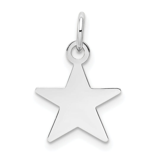 14k White Gold 14k White Gold Plain .018 Gauge Engravable Star Charm