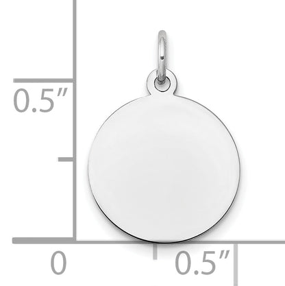 14K White Gold Plain .018 Gauge Round Engravable Disc Charm