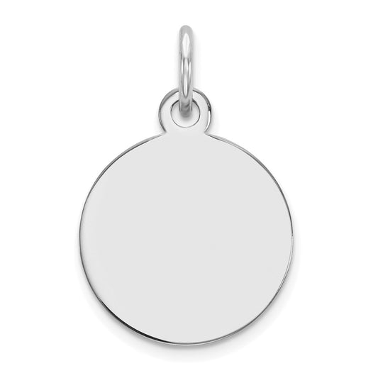 14K White Gold Plain .027 Gauge Round Engravable Disc Charm