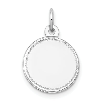 14k White Gold 14k White Gold Plain .013 Gauge Round Engravable Disc Charm