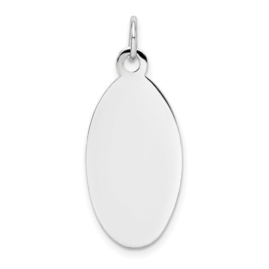 14k White Gold 14k White Gold Plain .018 Gauge Elliptical Engravable Disc Charm