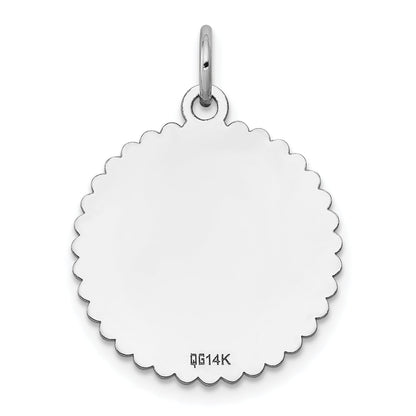 14k White Gold 14k White Gold .018 Gauge Engraveable Scalloped Disc Charm
