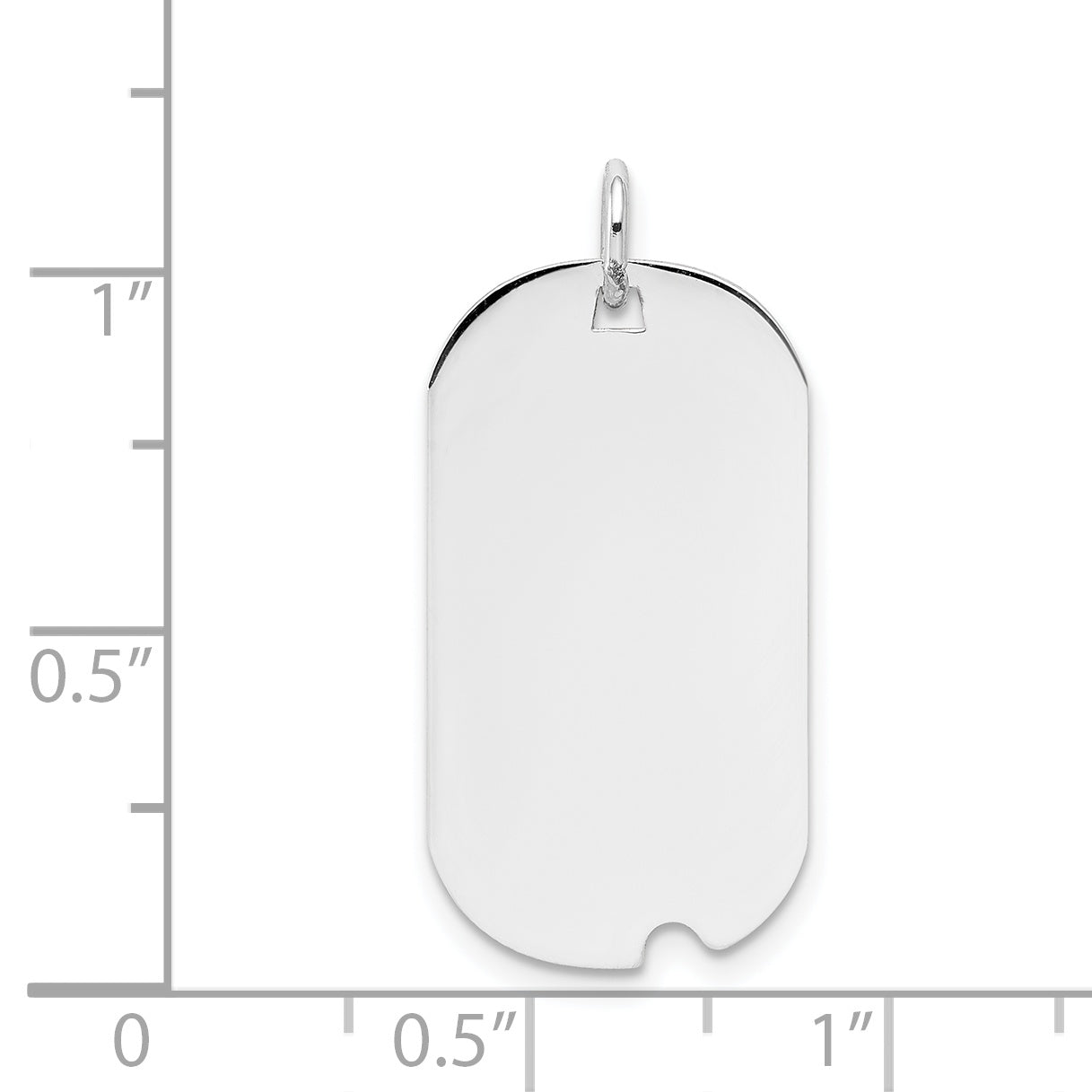 14k White Gold Plain Engravable Dog Tag w/Notch Disc