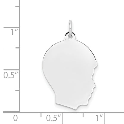 14k White Gold 14k White Plain Medium.009 Depth Facing Right Engravable Boy Charm