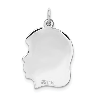 14k White Gold 14k White Plain Medium.013 Depth Facing Right Engravable Girl Charm