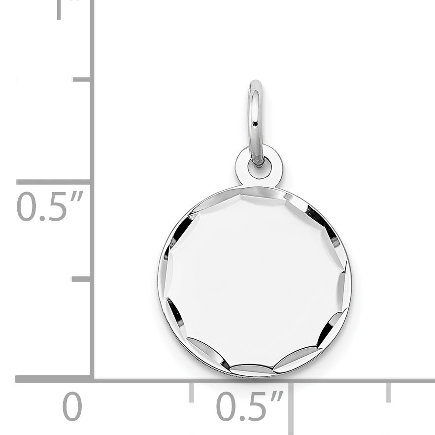 14k White Gold 14k White Gold Etched .011 Gauge Engraveable Round Disc Charm