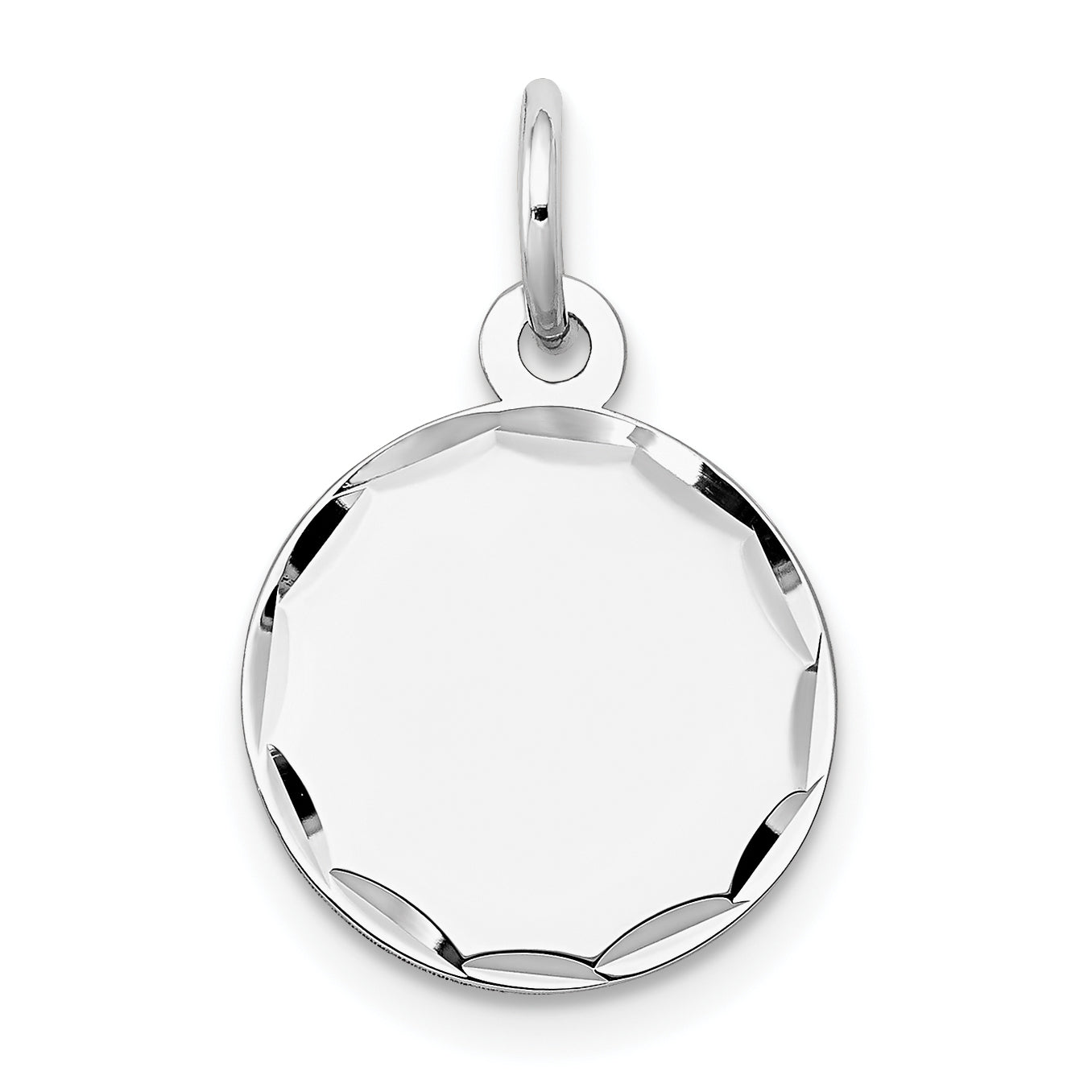 14k White Gold 14k White Gold Etched .013 Gauge Engraveable Round Disc Charm
