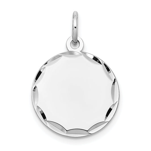 14k White Gold 14k White Gold Etched .009 Gauge Engraveable Round Disc Charm
