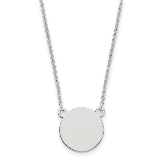 14K White Gold .027 Gauge Circular Engravable Disc 18 Necklace