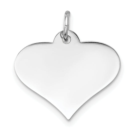 14k White Gold 14k White Gold Plain .011 Gauge Engraveable Heart Disc Charm