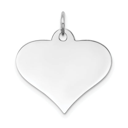 14k White Gold 14k White Gold Plain .035 Gauge Engraveable Heart Disc Charm