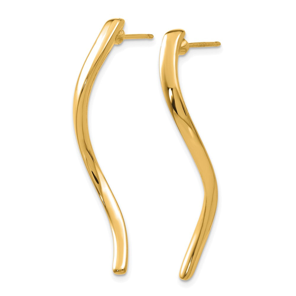 14K Yellow Gold Long Curled Post Earrings