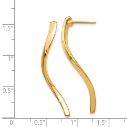 14K Yellow Gold Long Curled Post Earrings