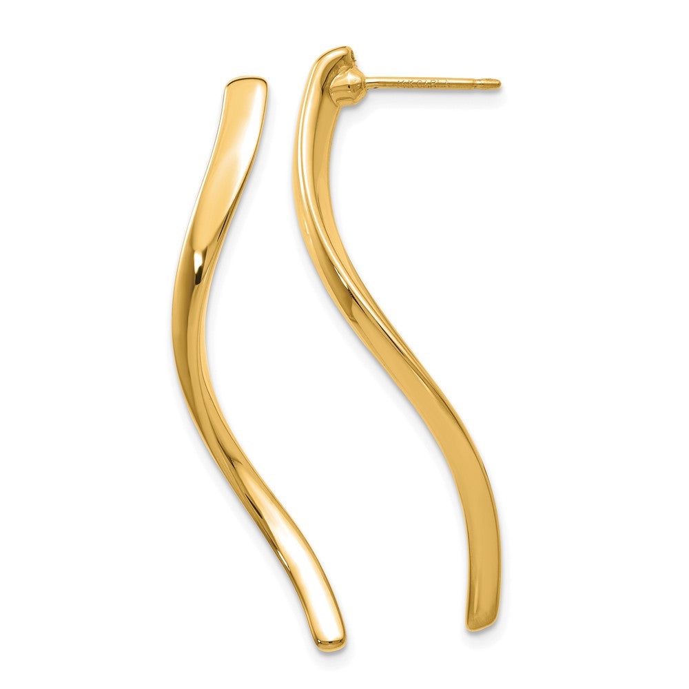 14K Yellow Gold Long Curled Post Earrings