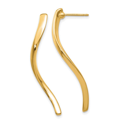 14K Yellow Gold Long Curled Post Earrings