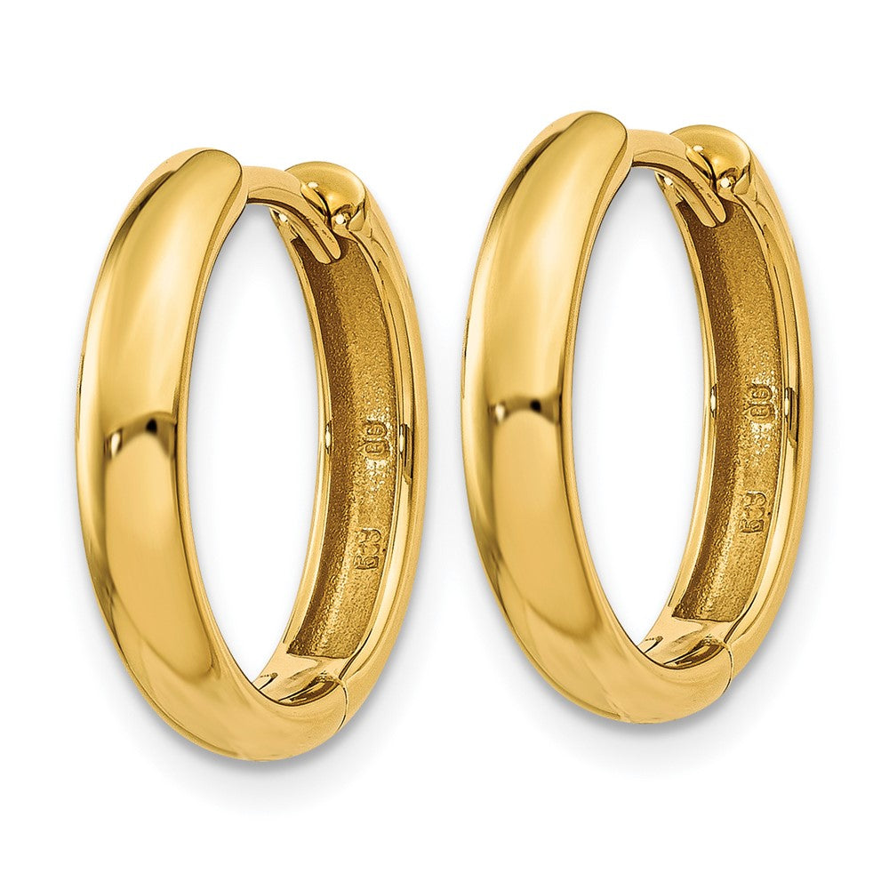 14K Yellow Gold Round Hinged Hoop Earrings