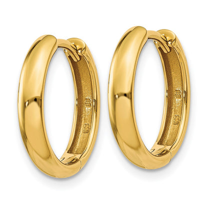 14K Yellow Gold Round Hinged Hoop Earrings