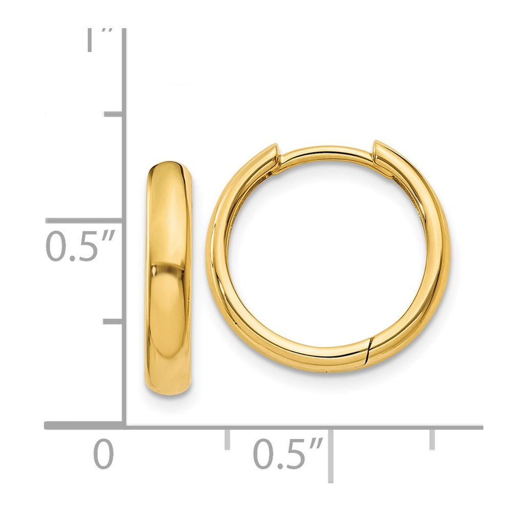 14K Yellow Gold Round Hinged Hoop Earrings