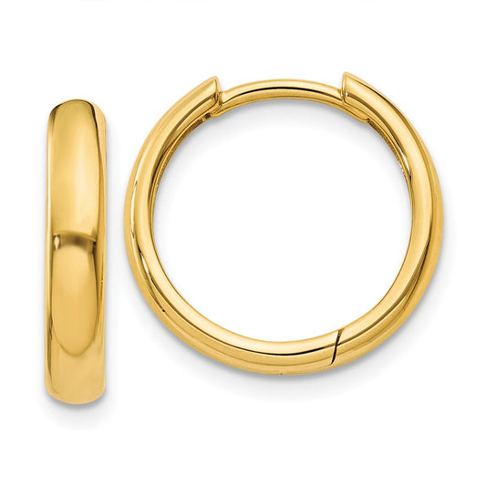 14K Yellow Gold Round Hinged Hoop Earrings