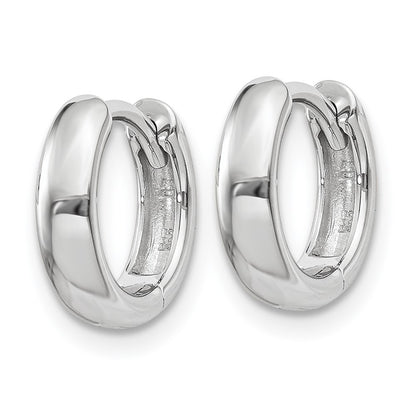 14K White Gold Round Hinged Hoop Earrings