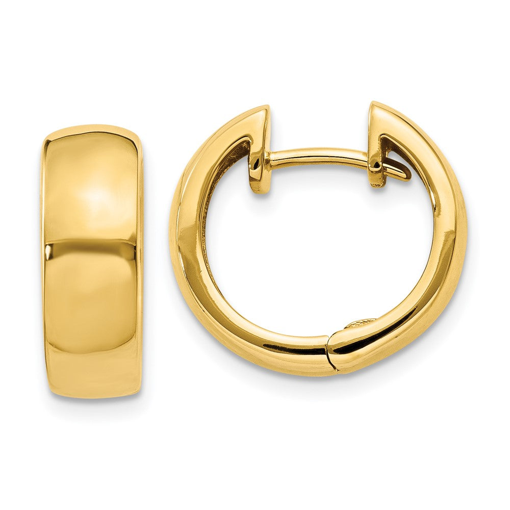14K Yellow Gold Round Hinged Hoop Earrings