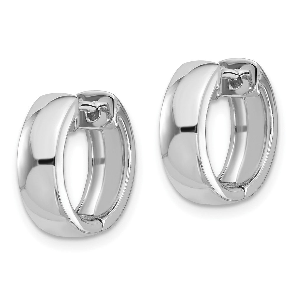14K White Gold Round Hinged Hoop Earrings