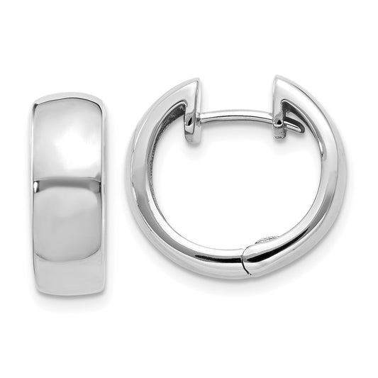 14K White Gold Round Hinged Hoop Earrings