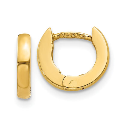 14K Yellow Gold Polished Round Hinged Hoop Earrings