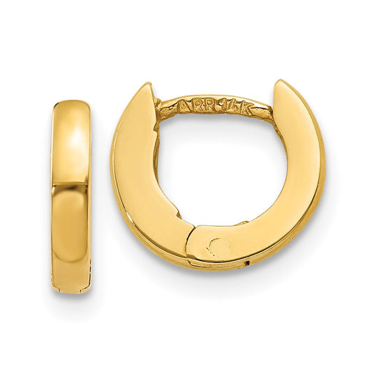 14K Yellow Gold Polished Round Hinged Hoop Earrings