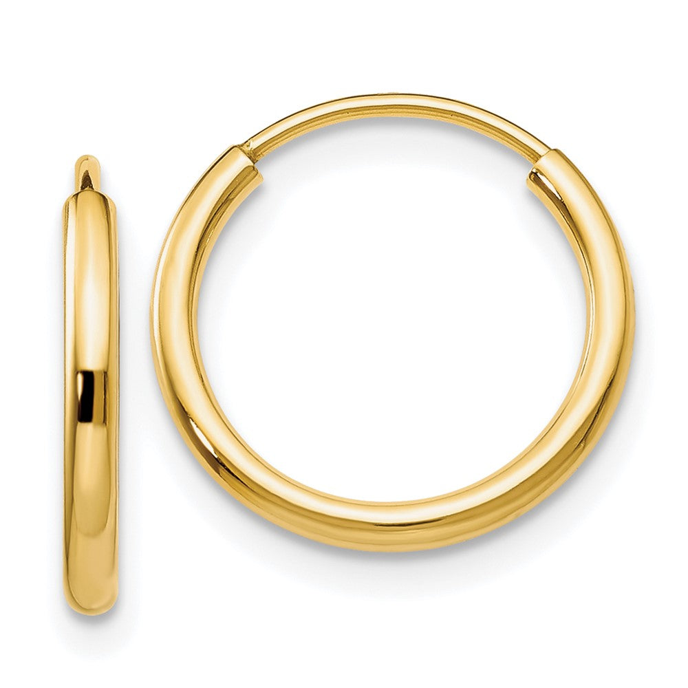 14K Yellow Gold 1.5mm Polished Round Endless Hoop Earrings